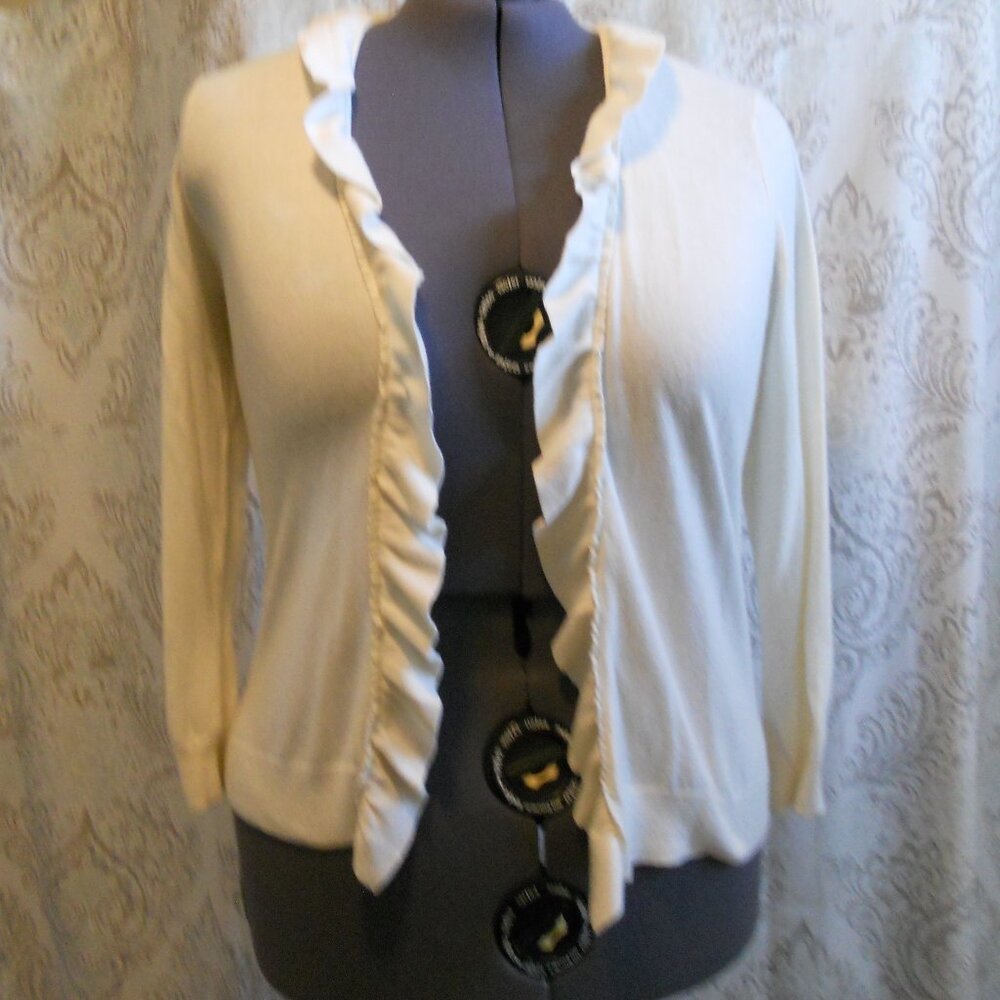 Talbots Petites Cream Open Front L/S Cardi Sweater 43" Bust